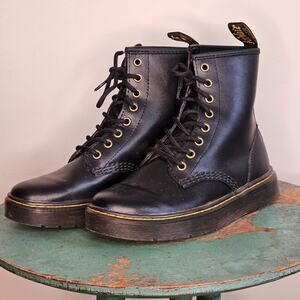 Dr. Martens Black Zavala Combat Boots-Mens Sz 6, Womens Sz 7, Super Clean